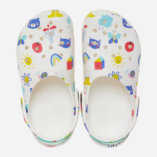 Дитячі крокси-сабо для дівчинки Crocs Classic Doodle Print Clog K 210356-94S 34-35 Білі (196265775866) - зображення 4