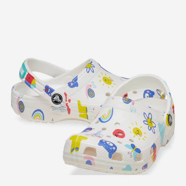 Підліткові крокси-сабо для дівчинки Crocs Classic Doodle Print Clog K 210356-94S 38-39 Білі (196265775897) - зображення 3