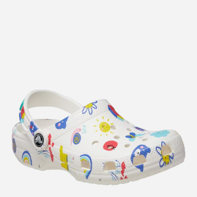 Chodaki dziecięce dla dziewczynki Crocs Classic Doodle Print Clog T 210357-94S 27-28 Białe (196265775903) - obraz 2