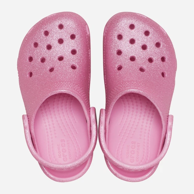 Chodaki dziecięce dla dziewczynki Crocs Classic Glitter Kids Clog T 206992-6XE 27-28 Różowe (196265650675) - obraz 4