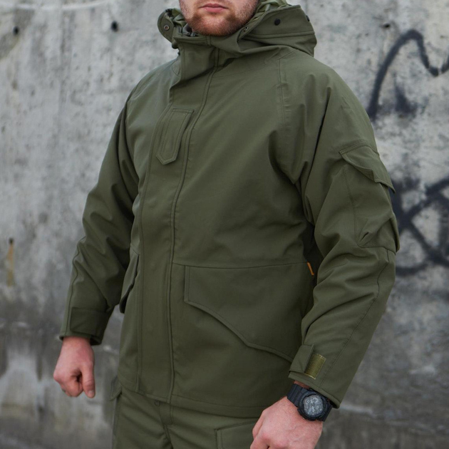 Мужская водонепроницаемая Куртка 2в1 HAN-WILD G8 Softshell со съемной флисовой подкладкой олива размер S - изображение 2