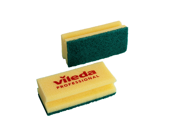 Губка Vileda Professional Середня жорсткість з зеленим абразивом 15 x 7 см для миття посуду та видалення плям 1 шт - Фото 1 Губка Vileda Professional Середня жорсткість з зеленим абразивом 15 x 7 см для миття посуду та видалення плям 1 шт - зображення 1