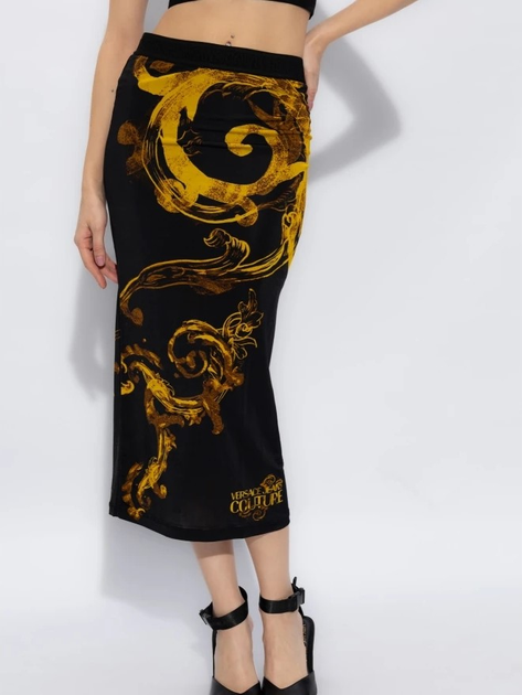 Spódnica damska midi Versace Jeans Couture vjc76hae8p7js349g89 40 Czarny/Żółty (8052019561258) - obraz 1