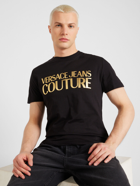 Koszulka męska bawełniana długa Versace Jeans Couture vjc76gaht00cj00tg89 XL Czarna (8052019580198) - obraz 1