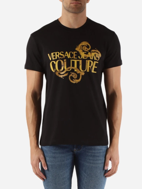 Футболка бавовняна довга чоловіча Versace Jeans Couture vjc76gahg00cj00gg89 2XL Чорна (8052019589702) - зображення 1