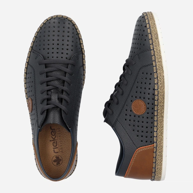 Sneakersy męskie do kostki skórzane Rieker rieb5213-15 46 Granatowe (4061811385911) - obraz 7