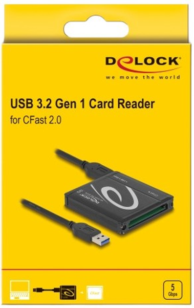 Czytnik kart Delock USB-A 3.2 Gen 1 - CFast 2.0 Black (91686) - obraz 4