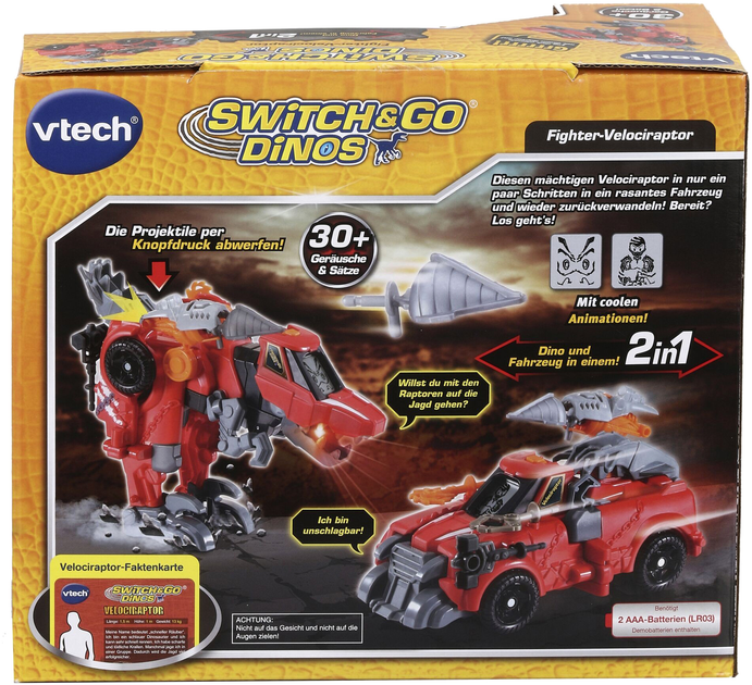 Ігрова фігурка Vtech Switch & Go Dinos Боєць Велоцираптур (3417765287640) - зображення 1