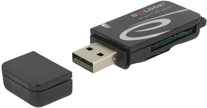 Czytnik kart Delock Mini USB-A 2.0 - microSD, SD Black (91602) - obraz 2