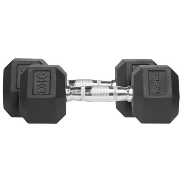 Zestaw hantli Thorn Fit Hex Rubber Dumbbell H1106 2 x 9 kg (5902701512231) - obraz 1