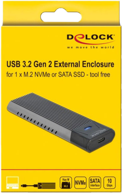 Zewnętrzna kieszeń na dysk SSD DeLOCK M.2 NVMe PCIe / SATA SSD USB Type-C Black (4043619426386) - obraz 5