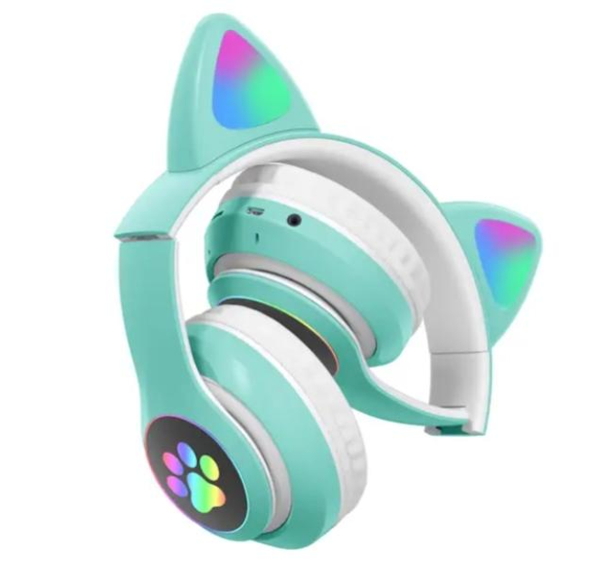 Детские безпроводные Bluetooth Наушники Ушки Котика с LED лапками и ...