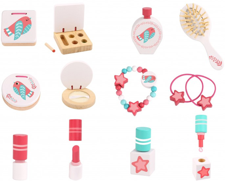 Toaletka Tooky Toy Wooden My Pink Dresser z lustrem 16 elementow (6972633370536) - obraz 3