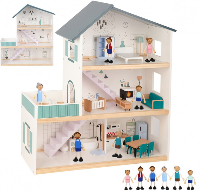 Ігровий набір Tooky Toy Wooden Doll House з фігурками (6972633372264) - зображення 1