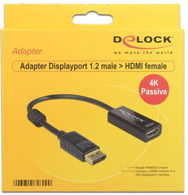 Адаптер Delock DisplayPort 1.2 - HDMI 4K Black (4043619626090) - зображення 2