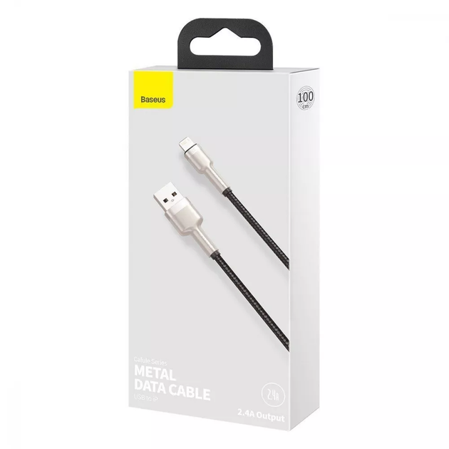 Кабель Baseus Cafule Metal USB Lightning 2.4A 1m white CALJK-A02 - изображение 2