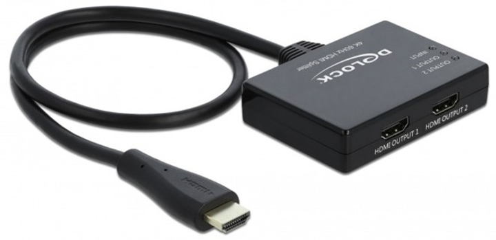 Splitter Delock HDMI - 2 x HDMI 4K 60Hz Black (4043619877478) - obraz 1