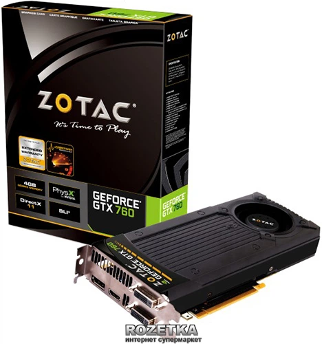 Видеокарта Zotac PCI-Ex GeForce GTX 760 4096MB GDDR5 (256bit) (993