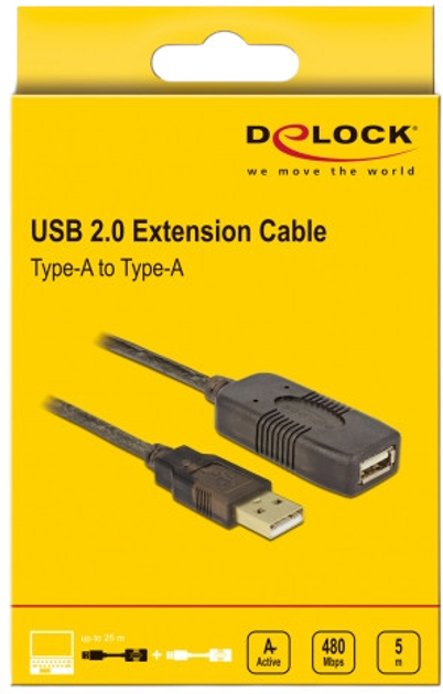 Кабель-подовжувач DeLOCK USB 2.0 Type-A to Type-A 5 м Black (4043619823086) - зображення 4