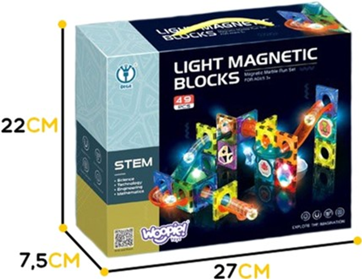 Магнітний конструктор Woopie Light Magnetic Blocks 49 деталей (5904326940017) - зображення 2