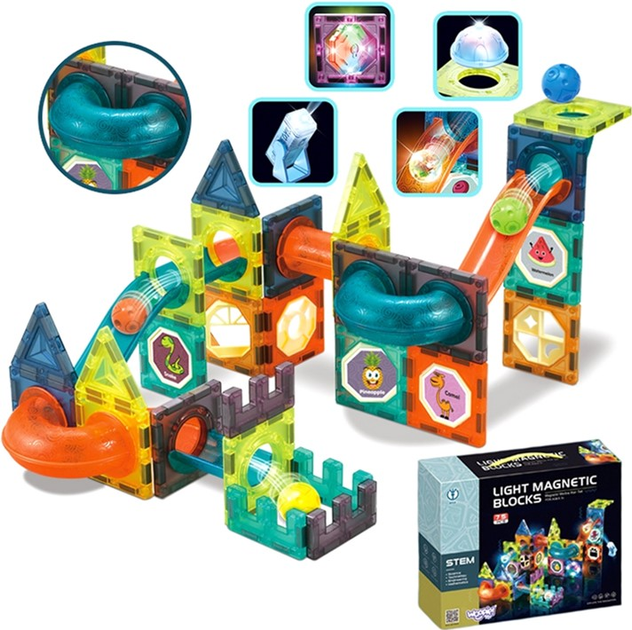 Klocki magnetyczne Woopie Light Magnetic Blocks 75 elementów (5904326940000) - obraz 4