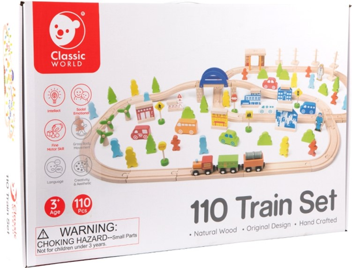 Zestaw do zabawy Classic World Wooden Train 110 elementów (6927049002823) - obraz 1