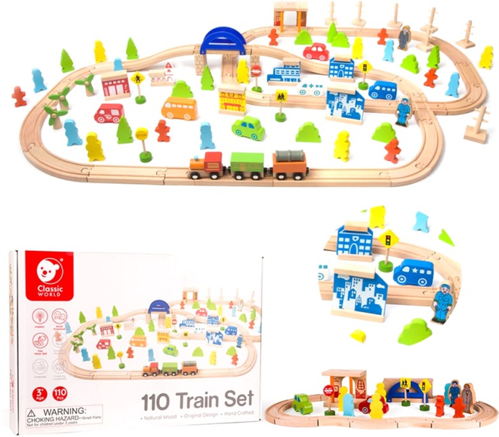 Ігровий набір Classic World Wooden Train 110 деталей (6927049002823) - зображення 3