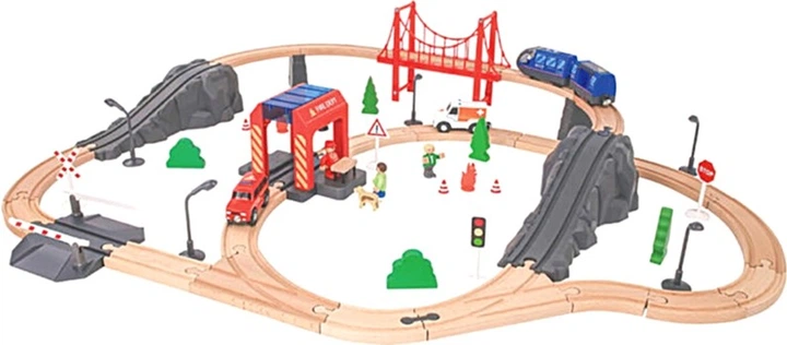 Дерев'яна залізниця Tooky Toy Пожежна станція Швидка допомога 70 деталей (6972633373322) - зображення 3