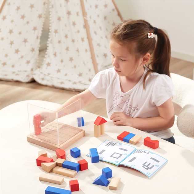 Klocki drewniane Viga 3D Montessori 62 elementy (6971608446597) - obraz 8