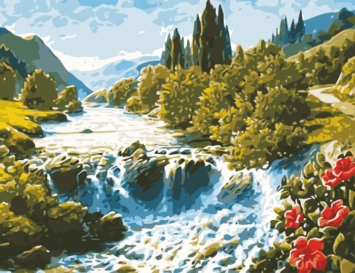 Картина за номерами (AS0622). Чарівний водоспад, 50 х 65 см, ArtStory - Фото 1 Картина за номерами (AS0622). Чарівний водоспад, 50 х 65 см, ArtStory - зображення 1