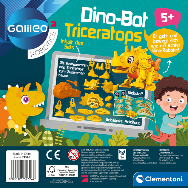 Konstruktor-robot Clementoni Dino Bot Triceratops (8005125593262) - obraz 2