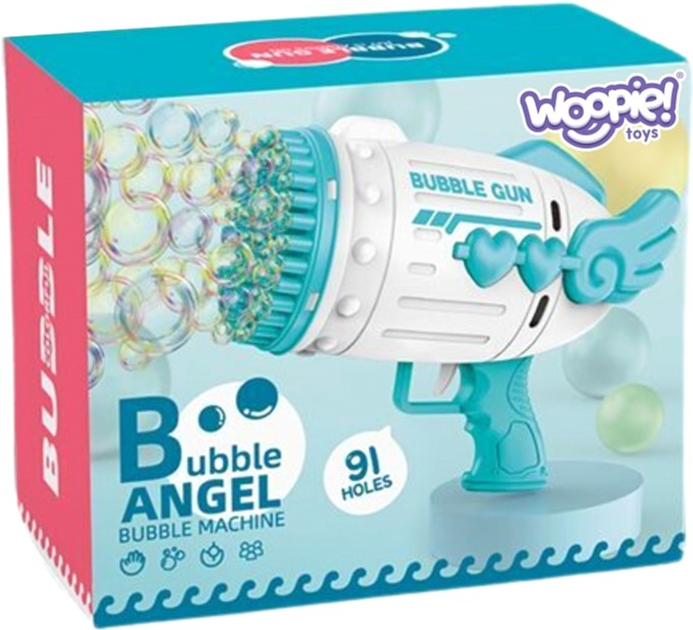 Zestaw do baniek mydlanych Woopie Pistolet Bubble Angel Niebieski (5906280650506) - obraz 1