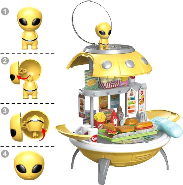 Zestaw do zabawy Woopie Sklep Fast Food 3 w 1 Plecak-projektor UFO (5904326944824) - obraz 3