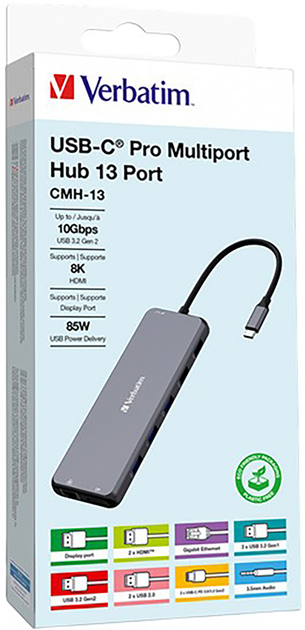 Hub USB Verbatim CMH-13 Grey (0023942321538) - obraz 6