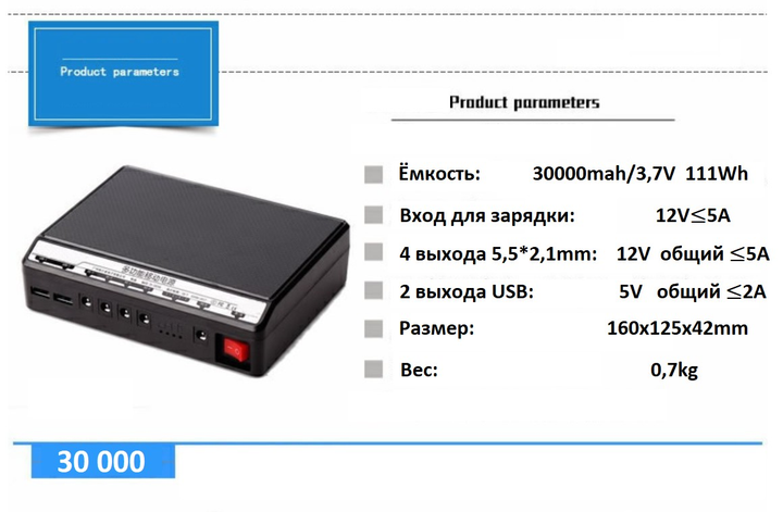 Mini UPS Penxess-3 30000mah 111Wh ИБП для роутера, медиаконвертера зарядная станция - изображение 2