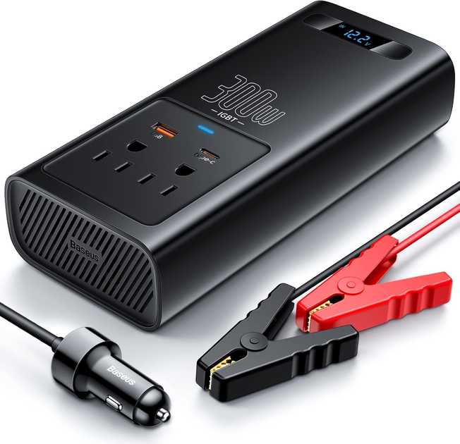 Автомобільний інвертор Baseus IGBT Power Inverter 300W (110V US/JP ) Black (CGNB010001) - изображение 7