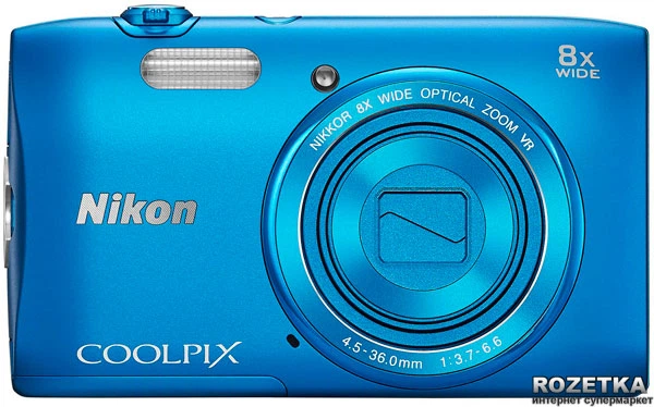 Фотоаппарат Nikon Coolpix S3600 Blue (VNA553E1) купить на ROZETKA