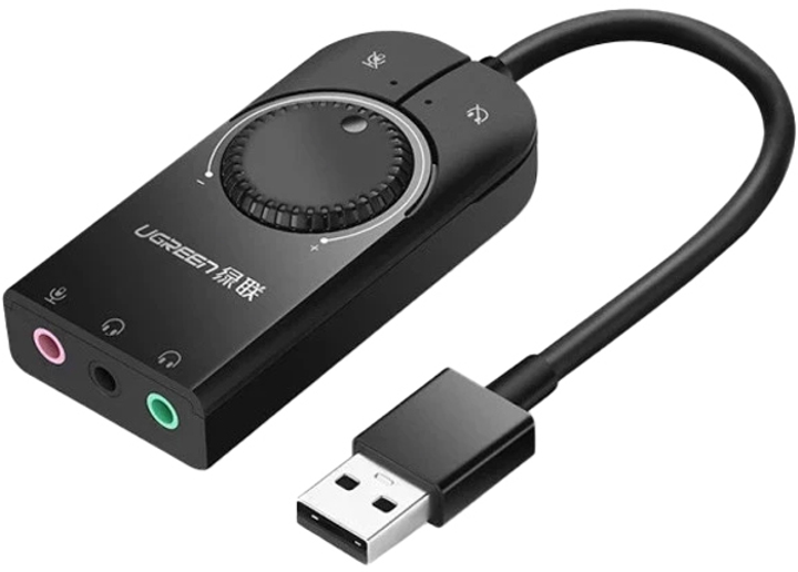 Zewnętrzna karta dźwiękowa Ugreen CM129 USB Sound Card Czarna (90403478) - obraz 1