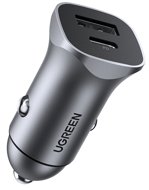 Автомобільний зарядний пристрій Ugreen CD130 20 W USB + Type-C PD Car Charger Space Grey (UGR-30780) - зображення 1