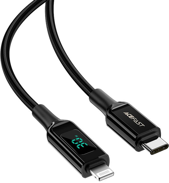 Kabel Acefast C6-01 Type-C do iP 3A 30W 1.2 m złącza nylonowo-cynkowe Czarny (AFC6-01B) - obraz 4