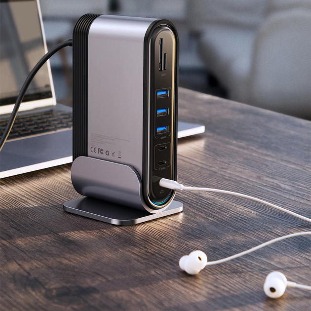 Stacja dokująca Baseus USB 3.1 Type-C 17 w 1 (CAHUB-DG0G) - obraz 14