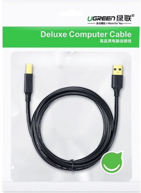 Кабель UGREEN US135 USB 2.0 AM to BM Print Cable 1 м Black (UGR-20846) - зображення 3