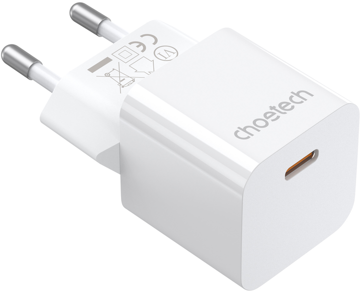 Мережевий зарядний пристрій CHOETECH PD5010-EU-WH 20W USB Type-C - зображення 1