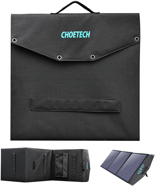 Портативна сонячна панель для УМБ CHOETECH 120W (177x53 см) 1x120W, 1xUSB QC3.0 18W, 1xUSB-C PD3.0 60W, 1xUSB-A 12W (6971824976779) - зображення 5