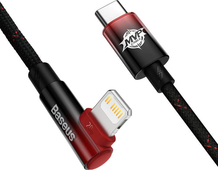 Кабель Baseus MVP 2 Elbow-shaped Fast Charging Data Cable Type-C to iP 20W 2 м Black/Red (CAVP000320) - зображення 2