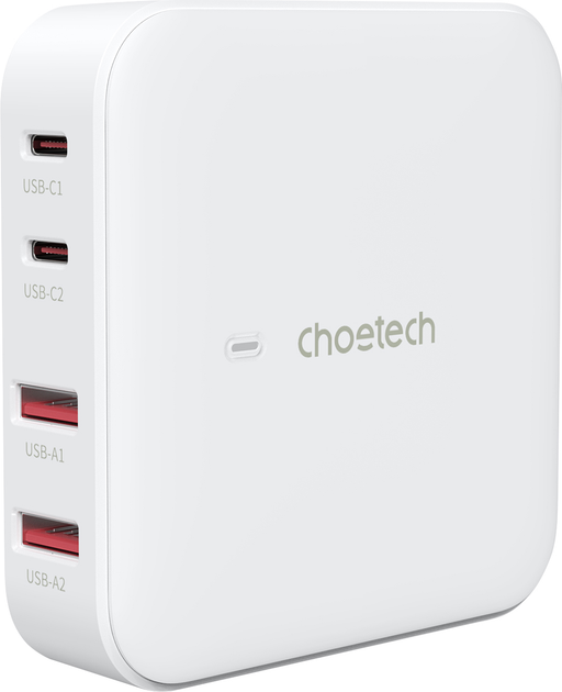 Зарядний пристрій CHOETECH GaN 100W USB-C White (PD8008-EU-WH) - зображення 1