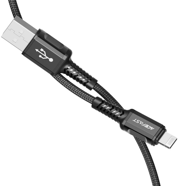 Kabel Acefast C1-02 USB na IP 2.4A 1.2 m. nylonowe złącza aluminiowe Czarny (AFC1-02B) - obraz 5