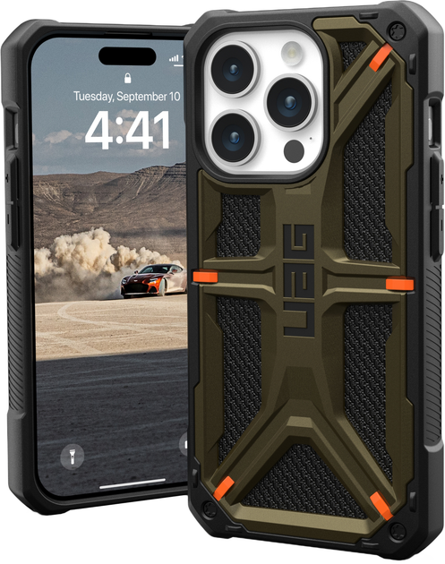 Панель Urban Armor Gear Monarch для Apple iPhone 15 Pro Kevlar Elemental Green (11427811397B) - зображення 1