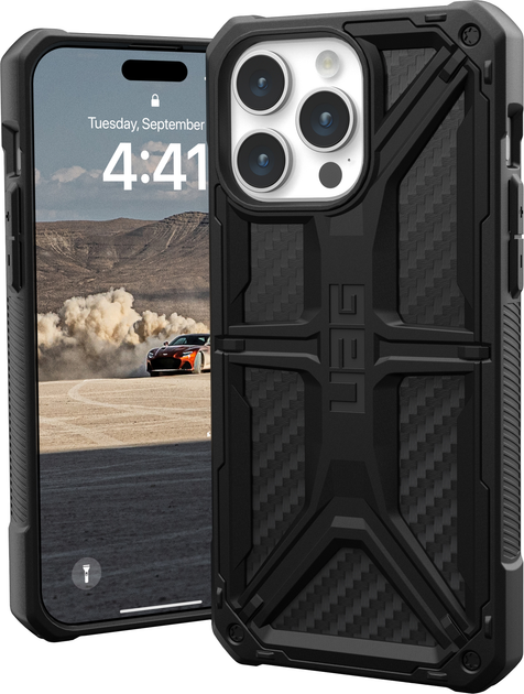 Панель Urban Armor Gear Monarch для Apple iPhone 15 Pro Carbon Fiber (114278114242) - зображення 1