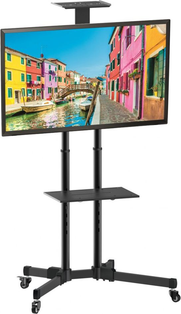 Мобільна стійка для ТВ Techly 37-70 дюймів 50 кг дві полички (8051128105643) - зображення 3